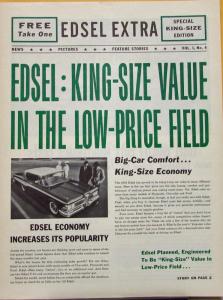 1959 Edsel Villager Corsair Ranger Car Sales Folder Newsprint Style Oversized