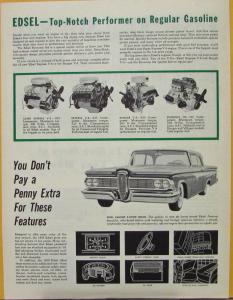 1959 Edsel Villager Corsair Ranger Car Sales Folder Newsprint Style Oversized