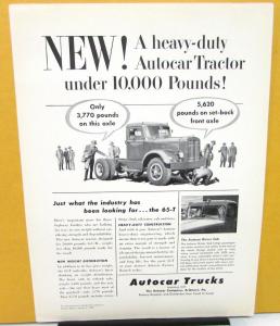 1952 Autocar Ad Proof 65 T Heavy Duty Tractor Under 10,000 lbs Business Week