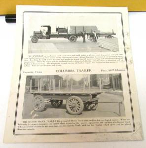 1915 Columbia Truck & Trailer Co Dealer Sales Brochure 2 Ton Model E Dump Truck