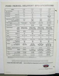 1961 Ford Parcel Delivery Truck Model P 100 350 400 500 Sales Brochure Specs