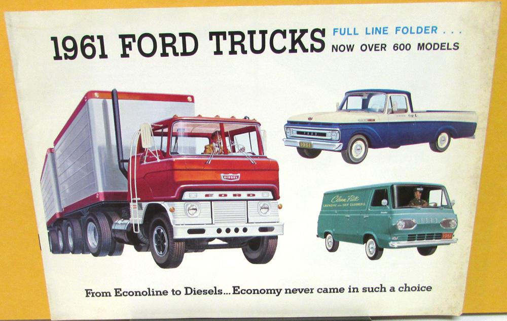 1961 Ford Truck Full Line Sales Brochure From Econoline To Diesels Pickup Van