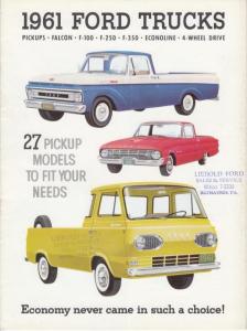 1961 Ford Truck Pickup Falcon F Series Econoline 4WD Sales Brochure Original