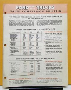 1961 Ford Truck Model F 700 750 Comparison to IHC B BC 170 Sales Brochure Orig