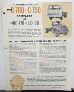 1961 Ford C 700 750 Truck Model Comparison to IHC BC 170 180 Sales Sheet Orig