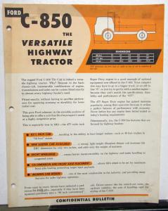 1961 Ford Truck C 850 Versatile Highway Tractor Sales Brochure Original