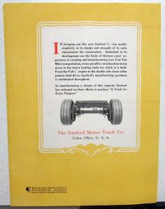 1925 Garford Trucks Dealer Sales Brochure Model 150A 7.5 Ton HD Hauling Rare