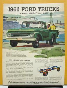 1962 Ford Truck Model F 100 F 250 4WD Sales Specification Sheet Original