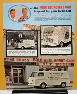 1962 Ford Econoline Testimonial Sales Folder Palo Alton Sport Shop Original