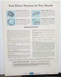 1962 Ford Truck Model Falcon Ranchero & Sedan Delivery Brochure & Specification