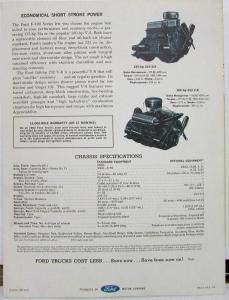 1962 Ford Pickup Truck F 100 Stake Chassis Cab Sales Folder & Specifications