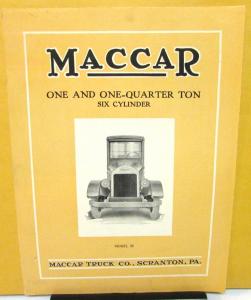 1922 Maccar Truck Company Dealer Sales Brochure Six Cylinder Model 36 Original