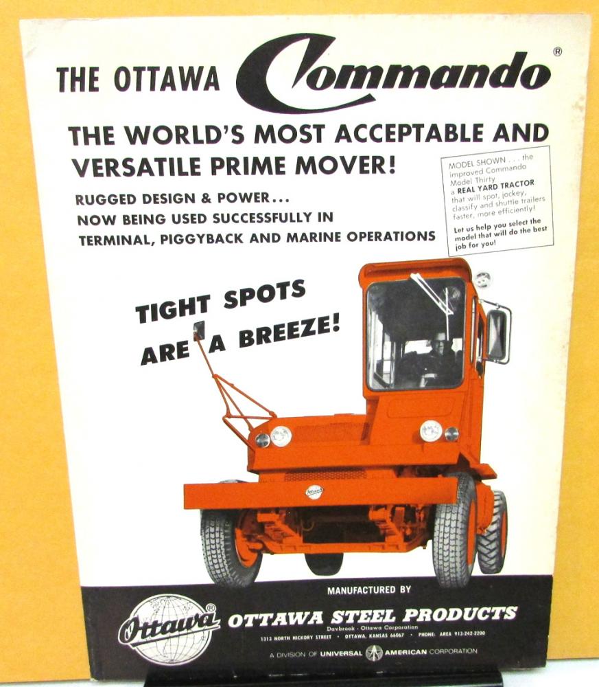 1969 Ottawa Commando Dealer Sales Portfolio Yard Tractor Trailer Mover
