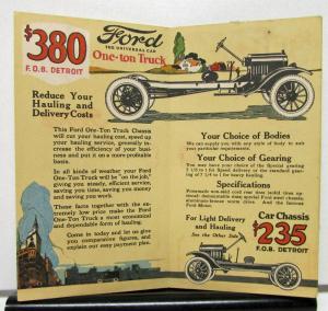 1922 Ford Truck One Ton & Car Chassis With Price Sales Brochure