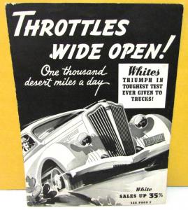 1937 White Truck Dealer Sales Brochure Throttles Wide Open Road Test Rare