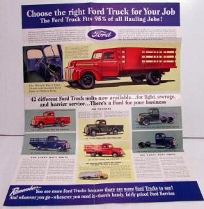 1946 Ford Truck Light Duty & Tonner Sales Folder Mailer Condensed Specs Original