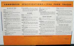 1946 Ford Truck Light Duty & Tonner Sales Folder Mailer Condensed Specs Original