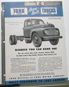 1949 Ford Series F6 Heavy Duty Series Truck Sales Brochure Original