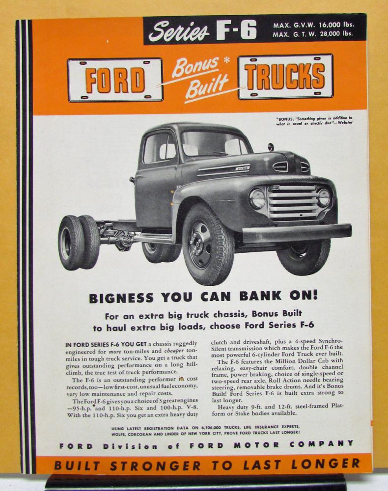 1950 Ford Truck Model F 6 S Brochure Specifications