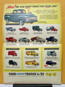 1953 Ford Truck Model F C B P 250 350 500 600 700 750 800 900 Sales Brochure