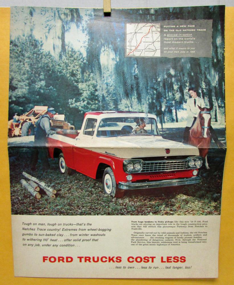 1958 Ford Truck Model F 100 Ranchero Nanchez Trace Sales Brochure
