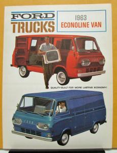 1963 Ford Econoline Van Truck Sales Brochure Folder & Specifications Original