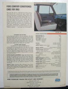 1963 Ford Truck Econoline Pickup Sales Brochure Folder & Specifications Original