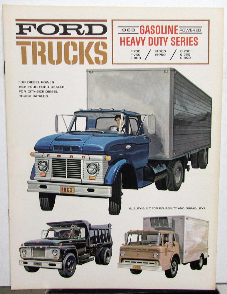 1963 Ford Gas Heavy Duty Trucks Series F N C 700 750 800 Sales Brochure Original