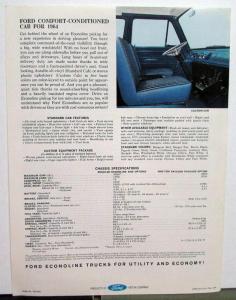 1964 Ford Econoline Pickup Sales Brochure Folder & Specifications Revised 2/64