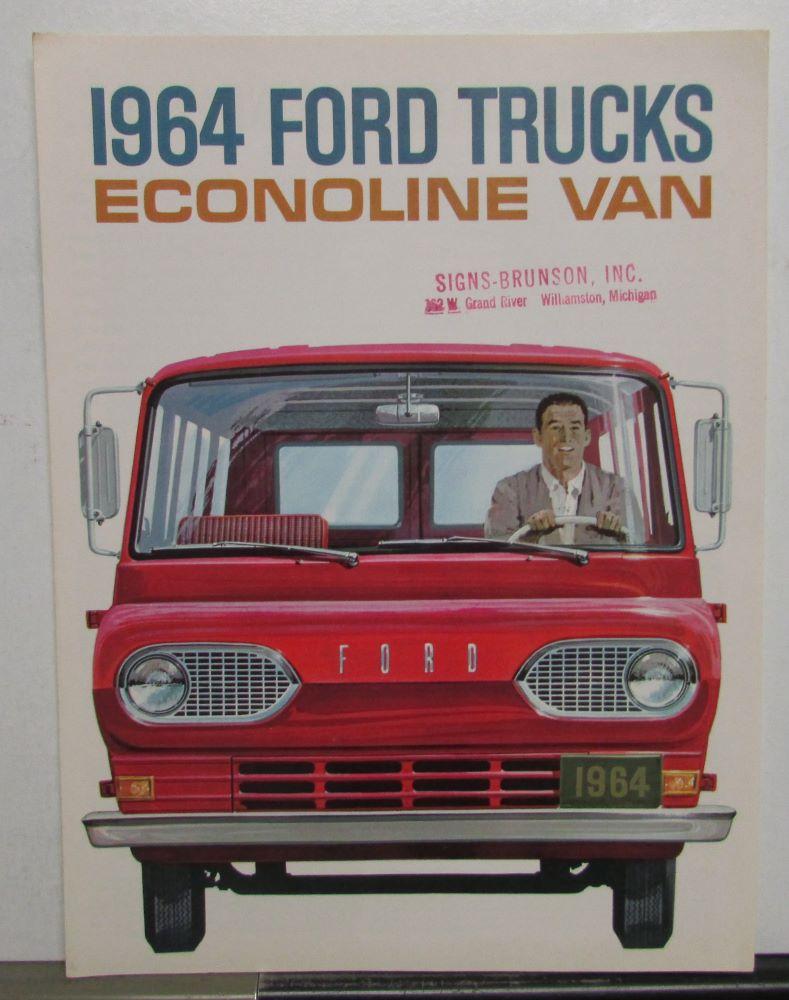 1964 Ford Econoline Van Truck Sales Brochure Folder With Specifications Original