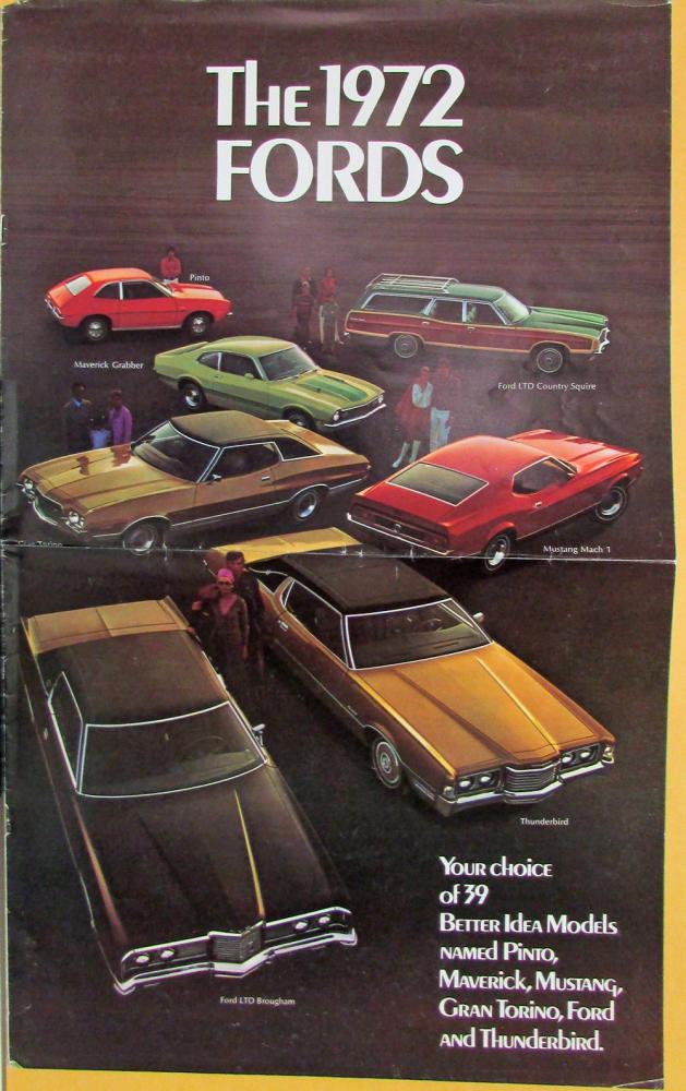 1972 Ford T Bird Mustang Torino Pinto Maverick Full Line XL Sales Brochure