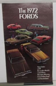 1972 Ford T Bird Mustang Torino Pinto Maverick Full Line XL Sales Brochure