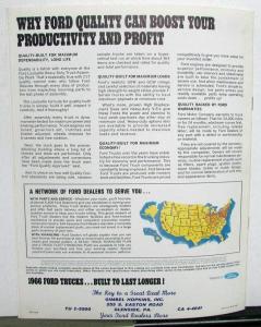 1966 Ford F Series Conventional Cab Trucks 500 600 700 750 Sales Brochure Orig