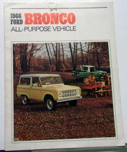1966 Ford Bronco Truck All Purpose Vehicle Sales Brochure REVISED Jan 1966