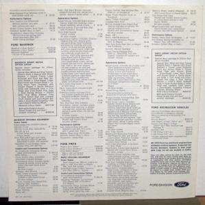 1972 Ford Armchair Estimator Models & Options Price List Sales Folder Original