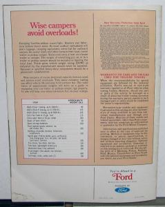 1967 Ford Car Truck RV Pickup TBird Van Mustang Ranchero Bronco Brochure Orig