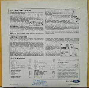 1972 Ford Pinto Sedan Runabout Luxury Decor Group XL Sales Brochure Original