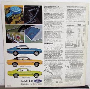 1972 Ford Maverick 2 & 4 Door Sedan & Grabber XL Color Sales Brochure Original