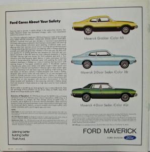 1973 Ford Maverick Grabber & Sedan Color Sales Brochure Original Over Sized