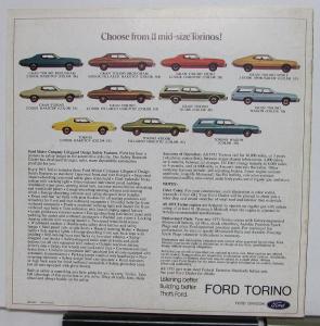1973 Ford Torino Gran Brougham Sport Color Sales Brochure Original XL