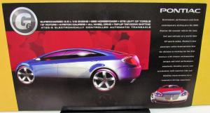 2003 Pontiac G6 Concept Car Data Sheet Handout Card Car Show Supercharged