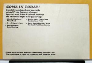 1968 Ford Explorer F 100 250 Pickup Truck Fairlane Trailering Post Card MAILER