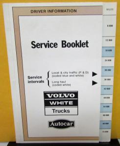 1986 Autocar Service Warranty Book Volvo White Trucks Maintenance Log