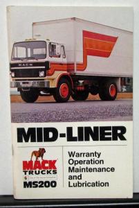 1981 Mack Truck Owners Manual Mid-Liner MS200 Care & Operation Maintenance