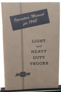 1948 Chevrolet Trucks Owners Manual Operation & Care New Reproduction Pickup