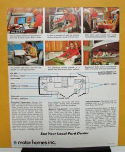 1969 1970 Ford Econoline Van Minihome Motor Homes Inc Data Sales Sheet Original