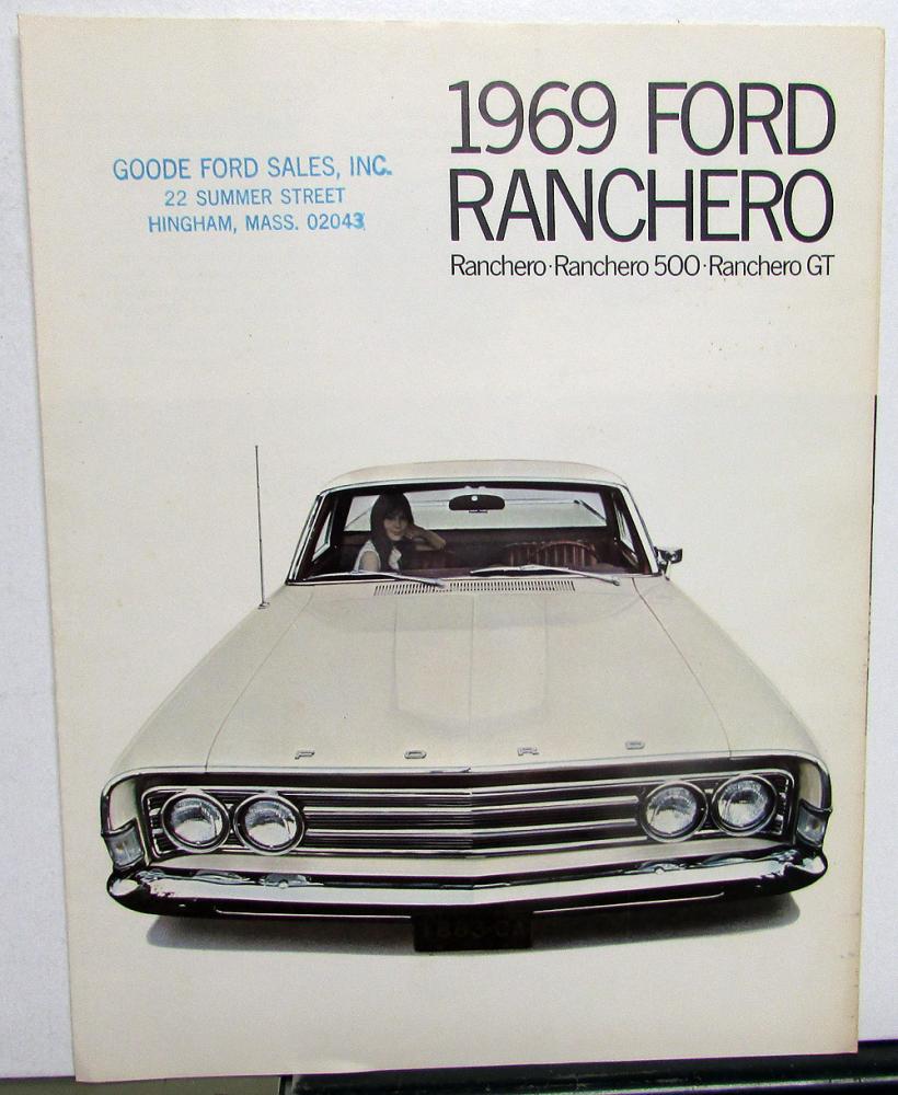 1969 Ford Ranchero 500 GT Truck Sales Folder & Specifications Original