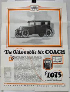 1925 Oldsmobile Six Model 30 Coach Touring Roadster Coupe Sedan Sales Mailer