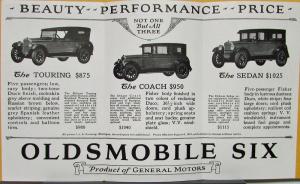 1925 1926 Oldsmobile Six Coach Touring Sedan Sales Folder FOBs Original