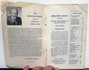 1958 Chevrolet Truck Owners Manual Original Light Medium HD Care & Op Pickup